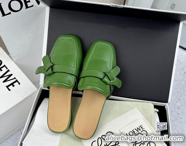 Low Price Loewe Gate Calfskin Flat Mules Green 032866