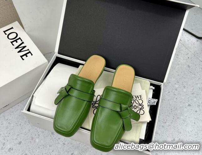 Low Price Loewe Gate Calfskin Flat Mules Green 032866