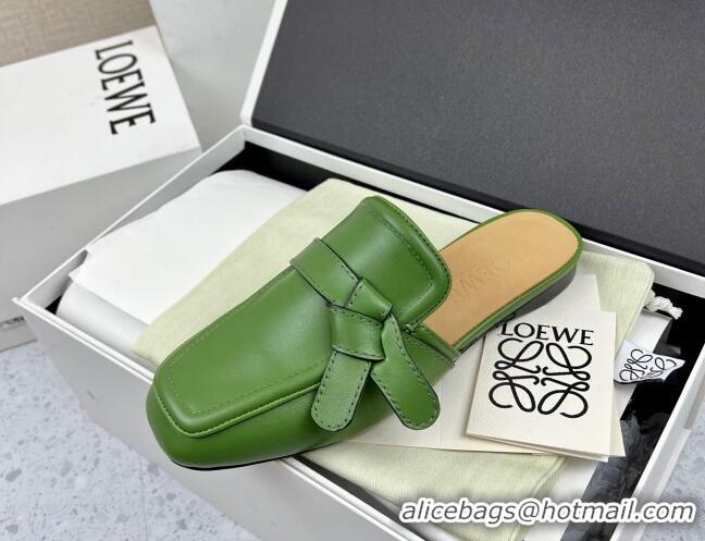 Low Price Loewe Gate Calfskin Flat Mules Green 032866