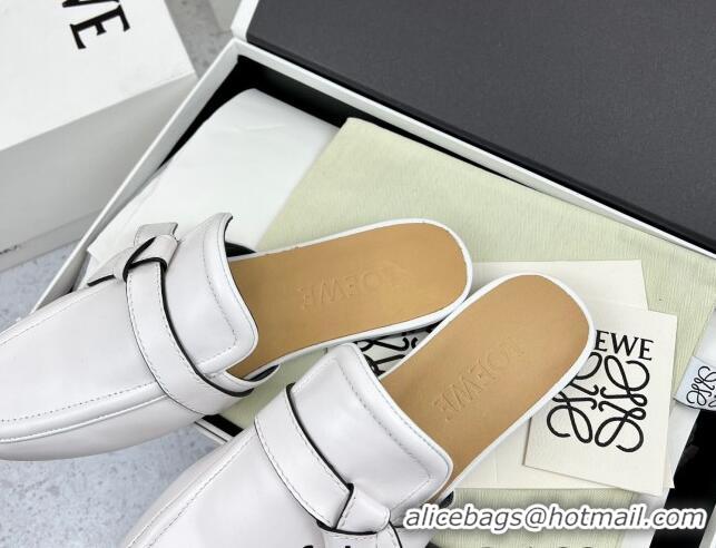 Charming Loewe Gate Calfskin Flat Mules White 032867