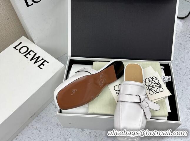 Charming Loewe Gate Calfskin Flat Mules White 032867