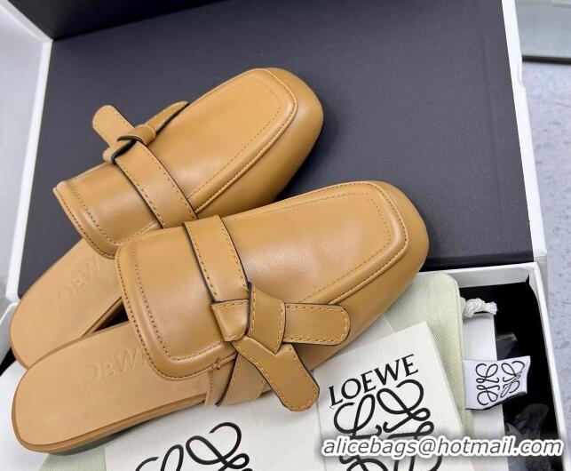 Super Quality Loewe Gate Calfskin Flat Mules Brown 032868