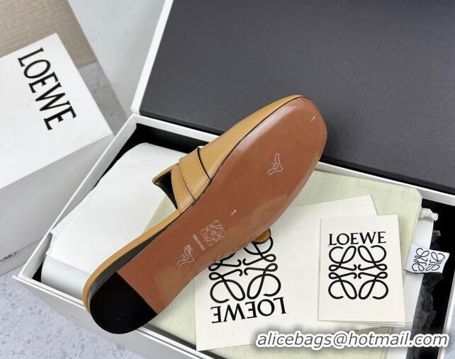 Super Quality Loewe Gate Calfskin Flat Mules Brown 032868