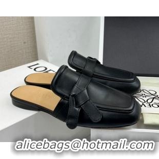 Trendy Design Loewe Gate Calfskin Flat Mules Black 032869