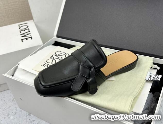 Trendy Design Loewe Gate Calfskin Flat Mules Black 032869