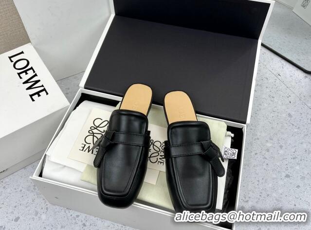 Trendy Design Loewe Gate Calfskin Flat Mules Black 032869