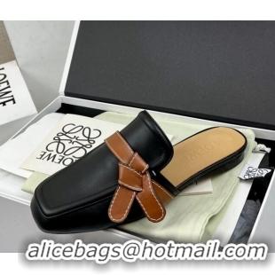 Top Grade Loewe Gate Calfskin Flat Mules Balck/Brown 032870