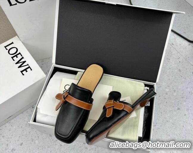 Top Grade Loewe Gate Calfskin Flat Mules Balck/Brown 032870