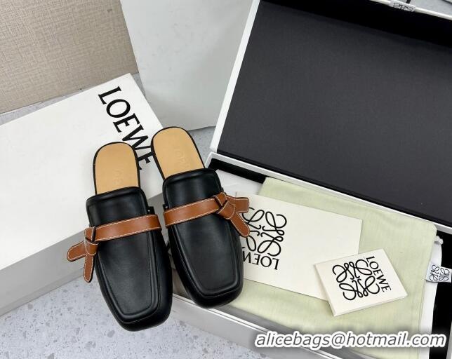 Top Grade Loewe Gate Calfskin Flat Mules Balck/Brown 032870