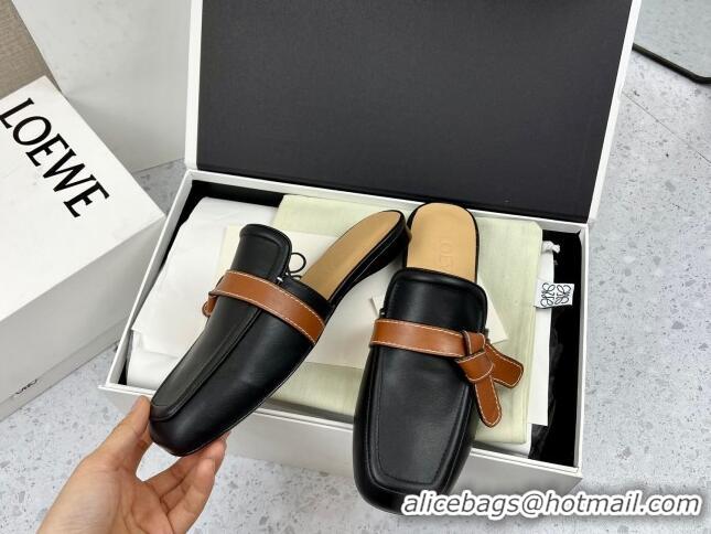 Top Grade Loewe Gate Calfskin Flat Mules Balck/Brown 032870