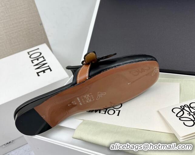 Top Grade Loewe Gate Calfskin Flat Mules Balck/Brown 032870