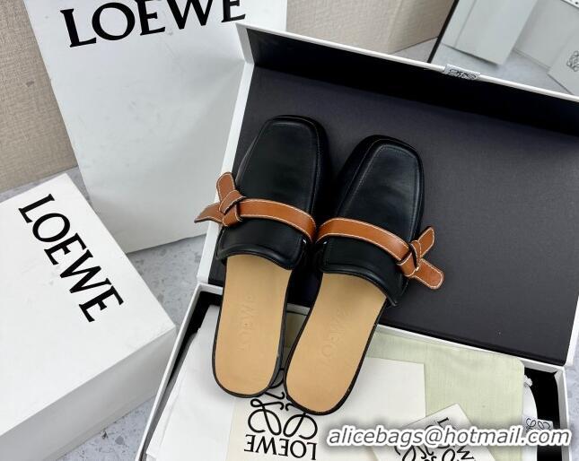 Top Grade Loewe Gate Calfskin Flat Mules Balck/Brown 032870