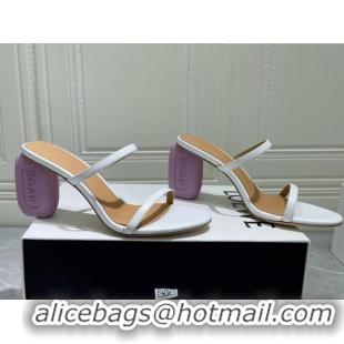 Shop Loewe Lambskin Slide Sandals 6cm with Soap Heel White/Purple 042758