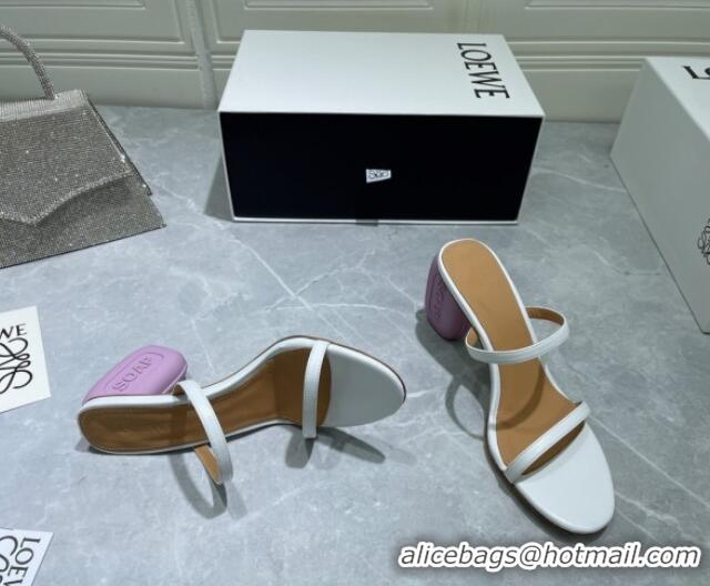 Shop Loewe Lambskin Slide Sandals 6cm with Soap Heel White/Purple 042758