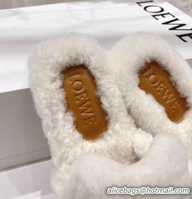 Purchase Loewe Gate Wool Flat Mules White 070424