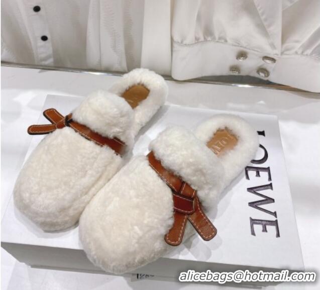 Purchase Loewe Gate Wool Flat Mules White 070424