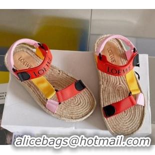 Good Quality Loewe Logo Strap Flat Sandals Orange 070901