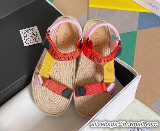 Good Quality Loewe Logo Strap Flat Sandals Orange 070901