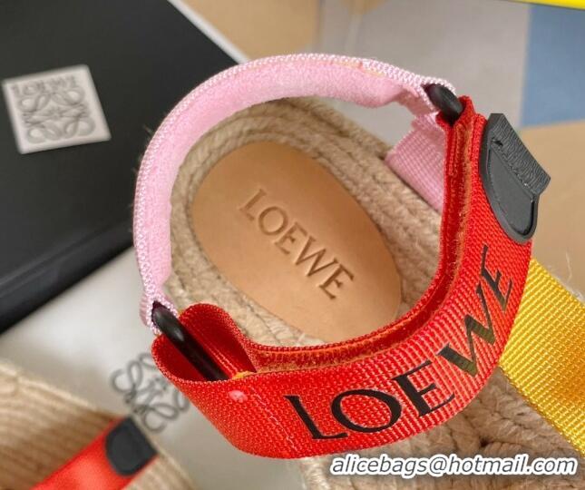 Good Quality Loewe Logo Strap Flat Sandals Orange 070901