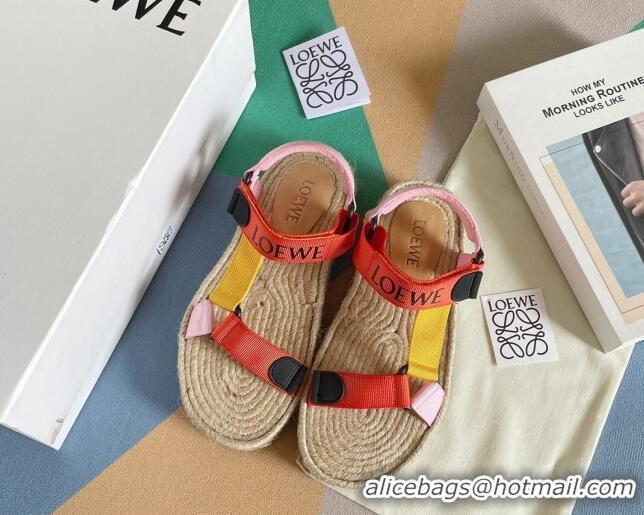 Good Quality Loewe Logo Strap Flat Sandals Orange 070901