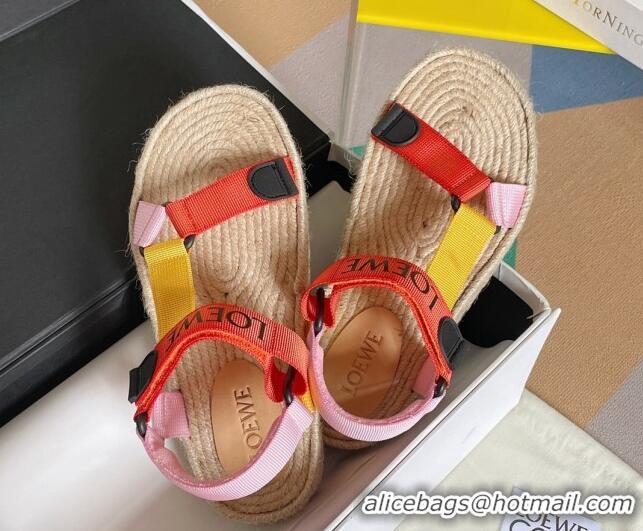 Good Quality Loewe Logo Strap Flat Sandals Orange 070901