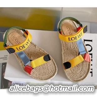 Good Product Loewe Logo Strap Flat Sandals Yellow 070903