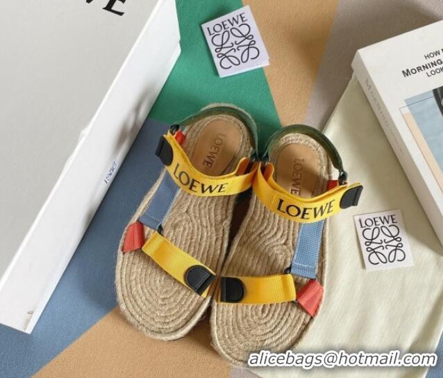 Good Product Loewe Logo Strap Flat Sandals Yellow 070903