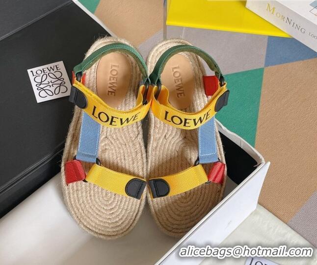 Good Product Loewe Logo Strap Flat Sandals Yellow 070903