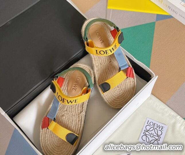 Good Product Loewe Logo Strap Flat Sandals Yellow 070903