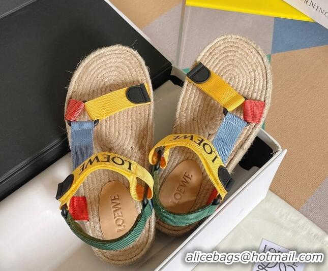 Good Product Loewe Logo Strap Flat Sandals Yellow 070903