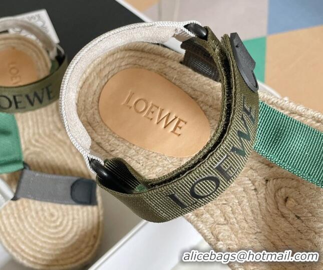 Grade Loewe Logo Strap Flat Sandals Green 070905