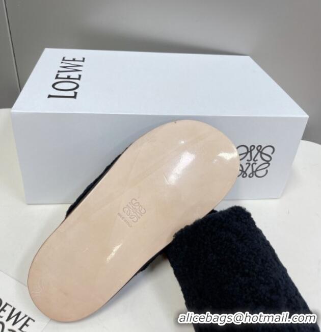 Affordable Price Loewe Shearling Flat Mules Black 101061