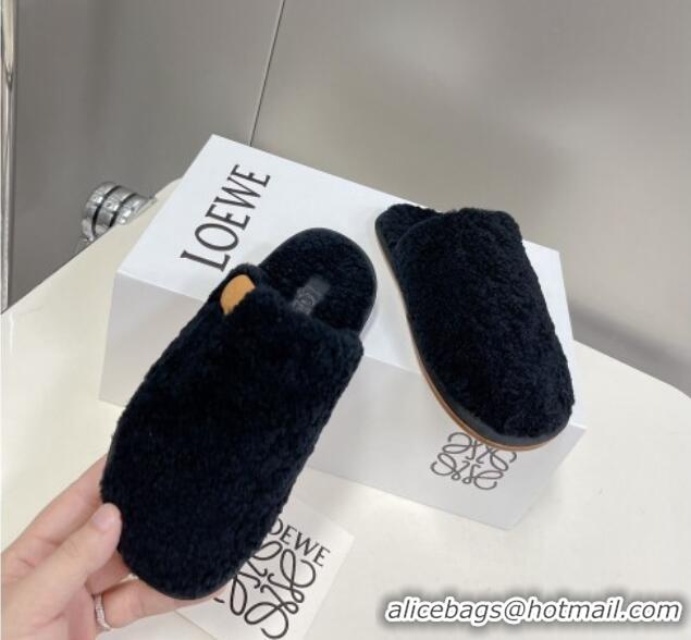 Affordable Price Loewe Shearling Flat Mules Black 101061