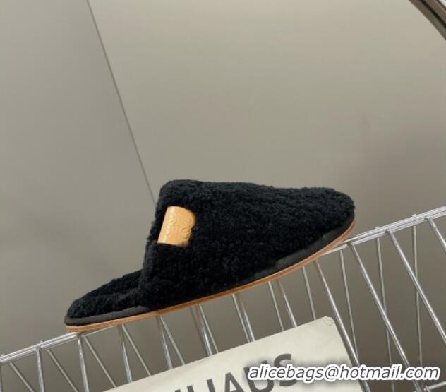 Affordable Price Loewe Shearling Flat Mules Black 101061