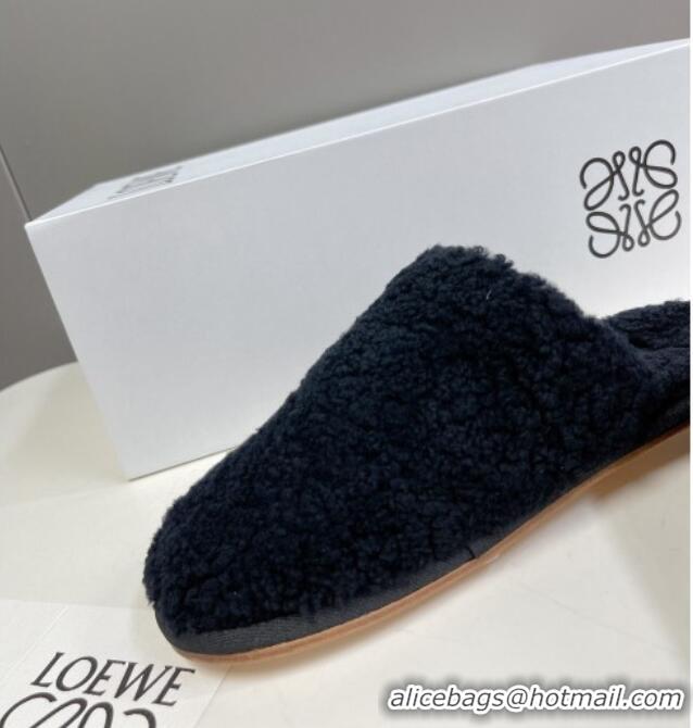 Affordable Price Loewe Shearling Flat Mules Black 101061