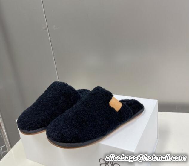 Affordable Price Loewe Shearling Flat Mules Black 101061