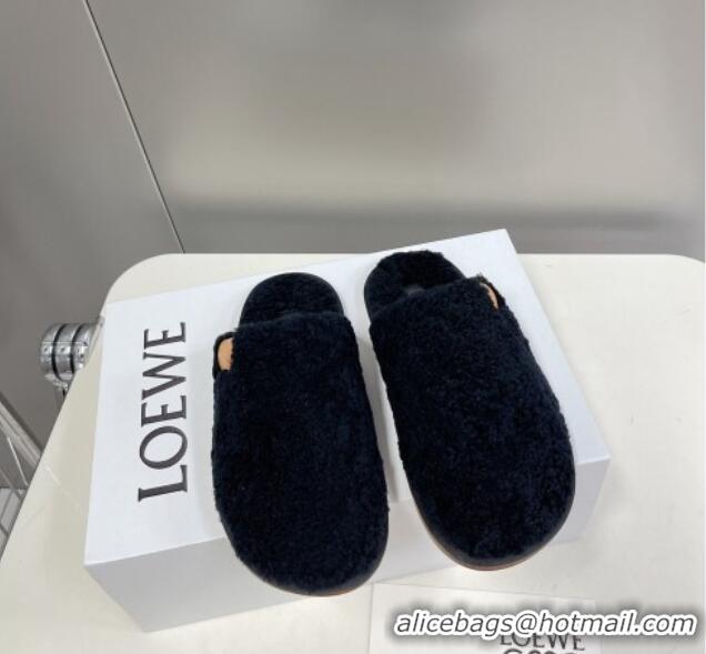 Affordable Price Loewe Shearling Flat Mules Black 101061