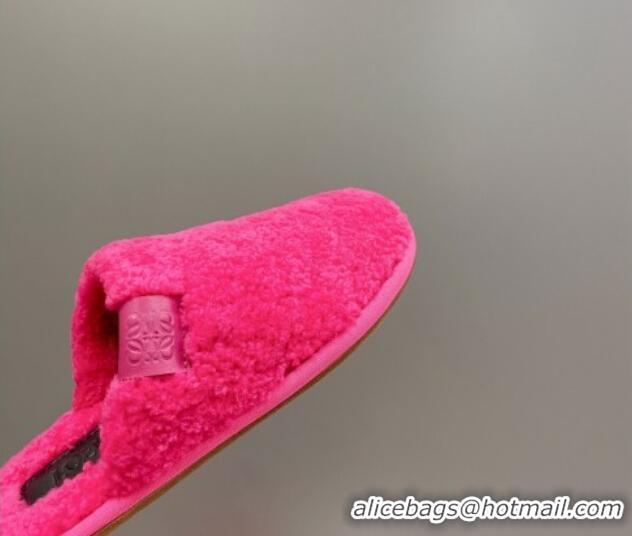 Unique Loewe Shearling Flat Mules Pink 101063 