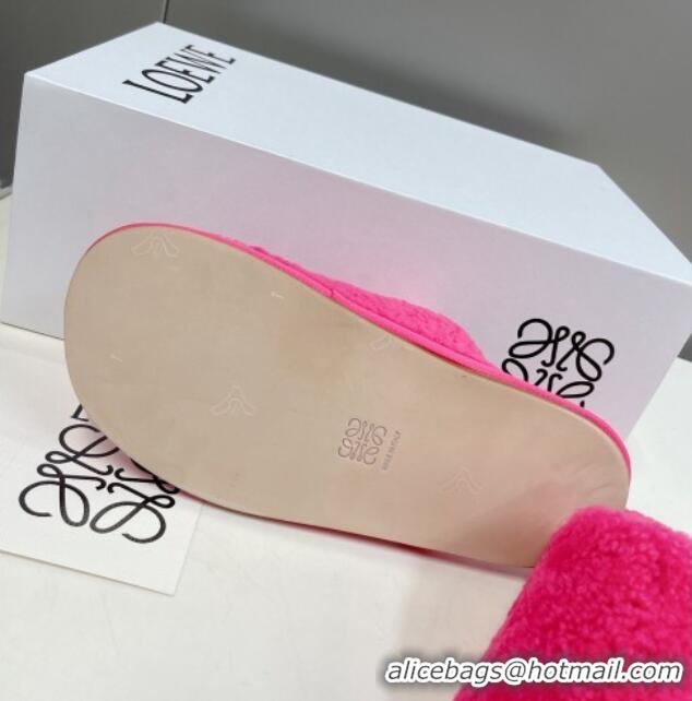 Unique Loewe Shearling Flat Mules Pink 101063 