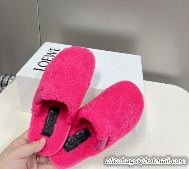 Unique Loewe Shearling Flat Mules Pink 101063 