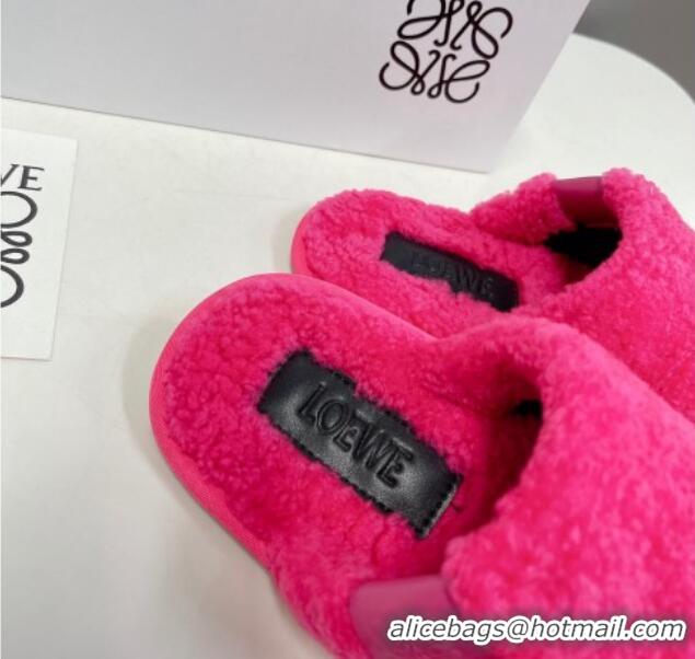 Unique Loewe Shearling Flat Mules Pink 101063 