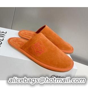 Best Price Loewe Suede Flat Mules Orange 101064