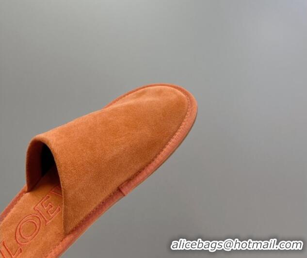 Best Price Loewe Suede Flat Mules Orange 101064