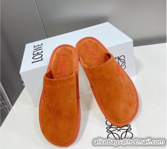 Best Price Loewe Suede Flat Mules Orange 101064