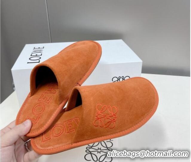 Best Price Loewe Suede Flat Mules Orange 101064