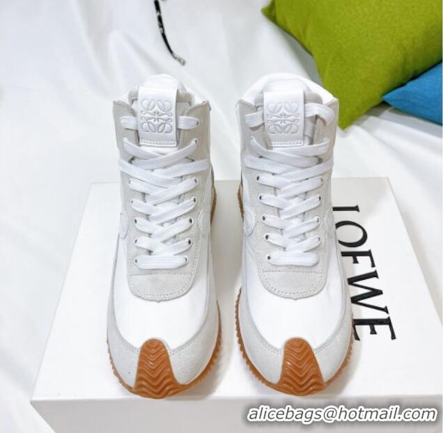 Top Quality Loewe Flow High Top Sneakers in Silk and Suede White 101067