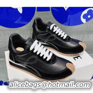 Duplicate Loewe Flow Leather & Suede Sneakers Black 229119