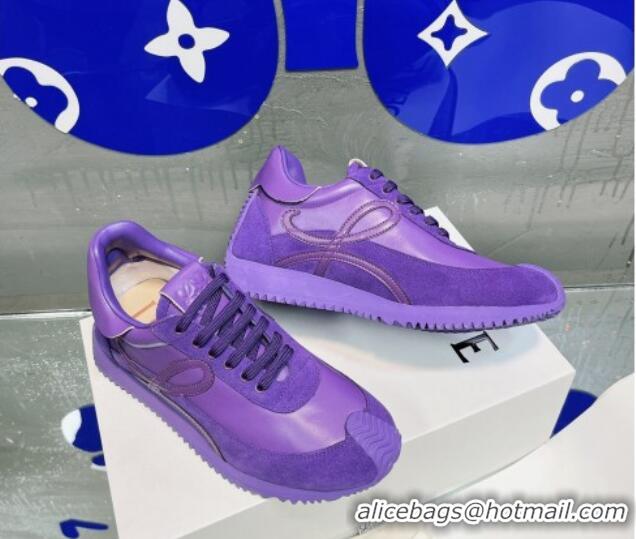 Duplicate Loewe Flow Leather & Suede Sneakers Purple 229121