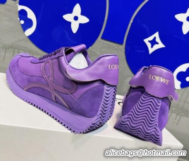 Duplicate Loewe Flow Leather & Suede Sneakers Purple 229121