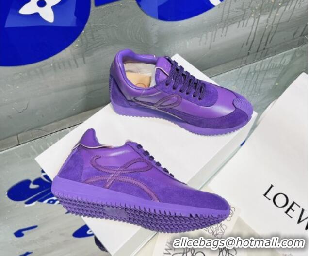 Duplicate Loewe Flow Leather & Suede Sneakers Purple 229121